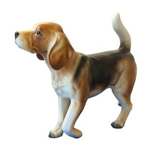 Vintage Ucagco Ceramics Japan Beagle Dog Figurine Tricolor Porcelain Statue READ